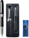 Platinum Japan - Plaisir Fountain Pen - Medium - Vulpen - Zwart - penpunt: Medium 05 - Met extra vullingen Blauw