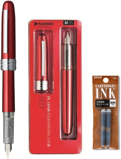 Platinum Japan - Plaisir Fountain Pen - FIJN - Vulpen - Rood - penpunt: fijn 03 - Met extra navullingen Groen