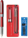 Platinum Japan - Plaisir Fountain Pen - Medium - Vulpen - Rood - penpunt: Medium 05 - Met extra vullingen Lichtblauw