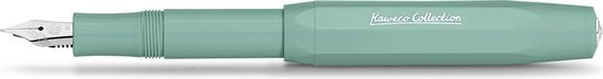 Kaweco - Cadeauset - 4delig - Kaweco Vulpen COLLECTION Sport fountain pen - Smooth Sage - Fine - Nostalgic Octagonal Clip Chrome - Zwart Vintage blikje - Doosje Royal Blue - Doosje zwarte Vullingen