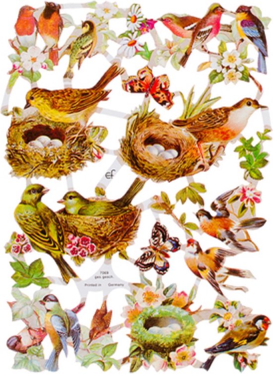 Poëzieplaatjes - 6 vellen - plaatjes - hobby - creatief - decoupage - knutselen - scrapboek met boerderijdieren - katten - vlinders - vogels - bloemen