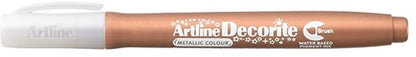 Artline - Decorite Brush - Metallic Markers set van 4 - wit - zilver - goud - brons