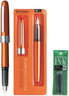 Platinum Japan - Plaisir Fountain Pen - FIJN - Vulpen - Oranje - penpunt: fijn 03 - Met extra navullingen Groen