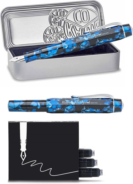 Kaweco - ART SPORT VULPEN - Pebble Blue - zwart-blauw - Medium - Met extra doosje zwarte vullingen