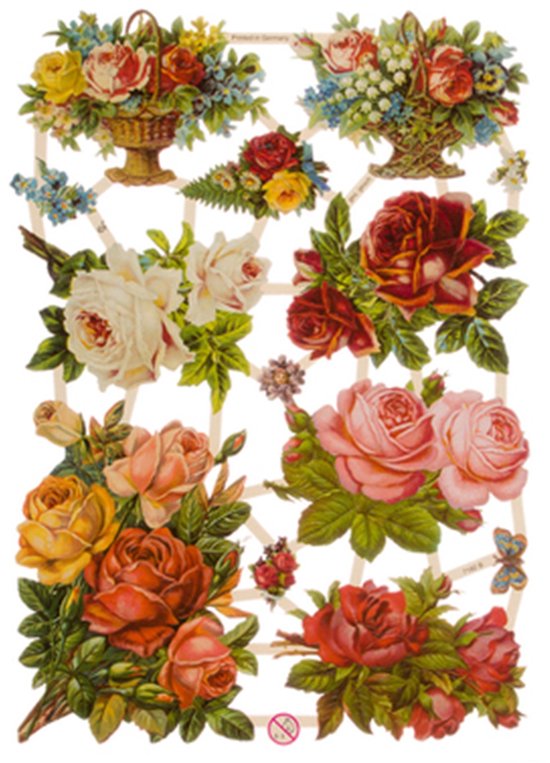 Poëzieplaatjes - 6 vellen - plaatjes - hobby - creatief - decoupage - knutselen - scrapboek - met BOERDRIJDIEREN - POEZEN - VLINDERS - KATTEN - BLOEMEN