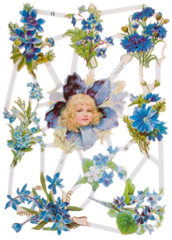Poëzieplaatjes - Serie 1R - 6 vellen - plaatjes - hobby - creatief - decoupage - knutselen - scrapboek - met ENGELEN - BLOEMEN - VOGELS -UILEN