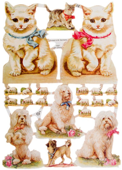 Poëzieplaatjes - 6 vellen - plaatjes - hobby - creatief - decoupage - knutselen - scrapboek met Vogels - Honden - Bloemen - Vlinders