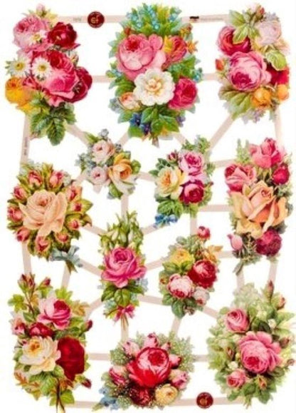 Poëzieplaatjes - 6 vellen - Poezen, Bloemen en Vogels. - 1 - Leuk voor o.a. Poëziealbum, bulletjournal, scrapbooking en het maken van kaarten