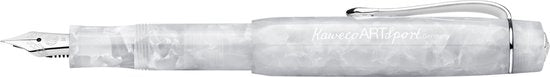 Kaweco - ART SPORT VULPEN - Mineral White - wit-chrome - Fine - Met extra doosje blauwe vullingen