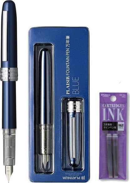 Platinum Japan - Plaisir Fountain Pen - FIJN - Vulpen - Blauw - penpunt: fijn 03 - Met extra navullingen Paars
