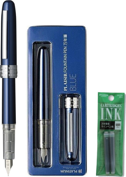 Platinum Japan - Plaisir Fountain Pen - FIJN - Vulpen - Blauw - penpunt: fijn 03 - Met extra navullingen Groen