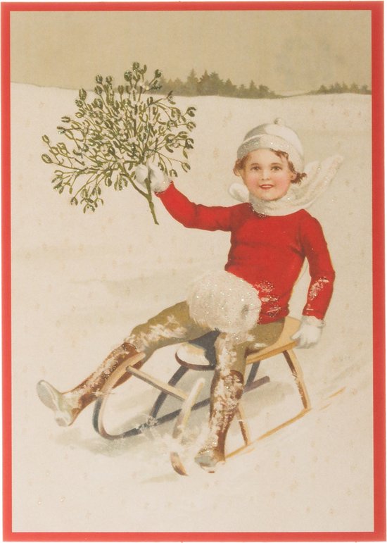 Nostalgische kerstkaarten - 12 stuks - Klassieke Vintage afbeeldingen - Winter - Sneeuw - Feestelijk - Jaarwisseling - Oude Brocante kerstkaarten