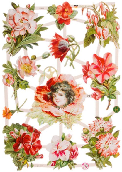 Poëzieplaatjes - Serie 1R - 6 vellen - plaatjes - hobby - creatief - decoupage - knutselen - scrapboek - met ENGELEN - BLOEMEN - VOGELS -UILEN