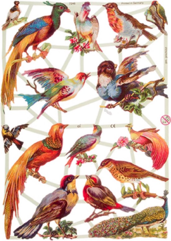 Poëzieplaatjes - Serie 1O - 6 vellen - plaatjes - hobby - creatief - decoupage - knutselen - scrapboek - met Vlinders - VOGELS - BLOEMEN - VLINDERS - KONIJNEN