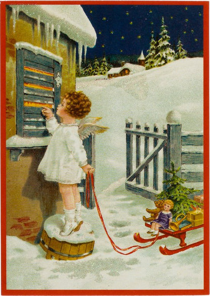 Nostalgische kerstkaarten - 12 stuks - Klassieke Vintage afbeeldingen - Winter - Sneeuw - Feestelijk - Jaarwisseling - Oude Brocante kerstkaarten