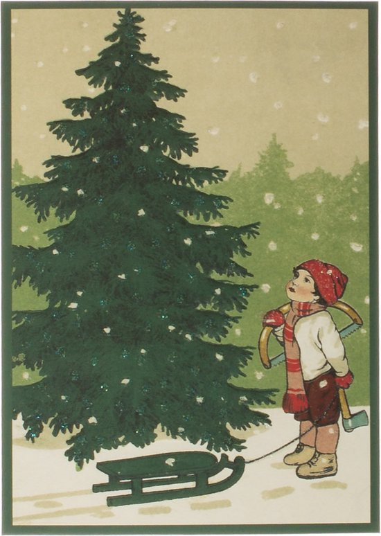 Nostalgische kerstkaarten - 12 stuks - Klassieke Vintage afbeeldingen - Winter - Sneeuw - Feestelijk - Jaarwisseling - Oude Brocante kerstkaarten