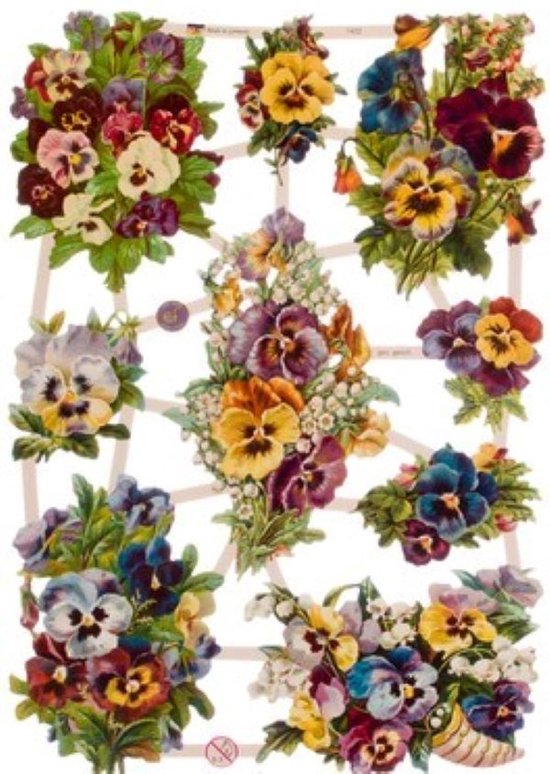 Poëzieplaatjes - 6 vellen - Poezen, Bloemen en Vogels. - 1 - Leuk voor o.a. Poëziealbum, bulletjournal, scrapbooking en het maken van kaarten