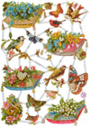 Poëzieplaatjes - 6 vellen - plaatjes - hobby - creatief - decoupage - knutselen - scrapboek - met VOGELS - VLINDERS - BLOEMEN - HONDJES