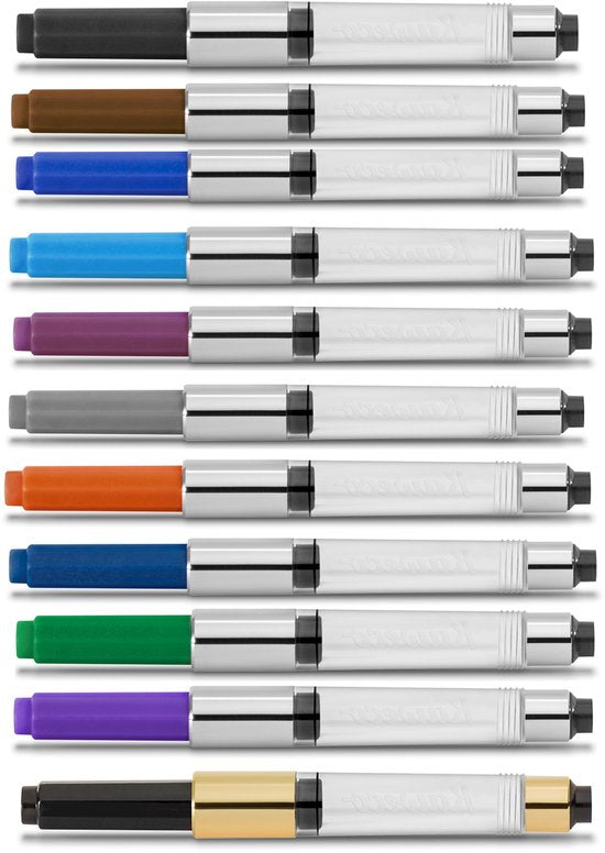 Kaweco - Ink bottle en Standaard Converter - Royal Blue - potje vulpeninkt - Blauwe originele Kaweco-inkt in 50 ml glas - Converter met blauwe achterkant - doosje 10 patronen