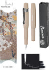 Kaweco - Vulpenset - 4delig - Vulpen Sport Skyline Macchiato Fountain Pen - Breed - Nostalgic Octagonal Clip Chrome - Doosje zwarte vullingen - Bekking & Blitz Boekenlegger -nr14