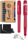 Kaweco - Vulpen Perkeo INFRARED - MEDIUM - Clip Silver - doosje Gekleurde Vulpenvullingen - doosje zwarte Vulpeninkt