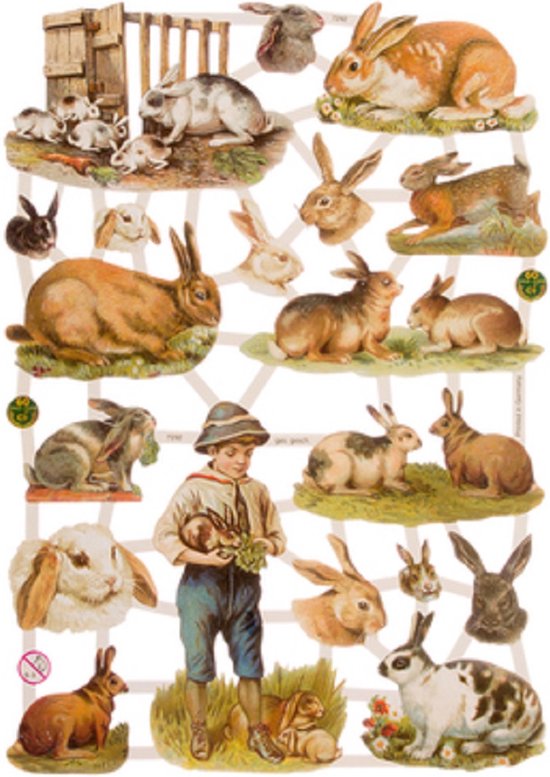 Poëzieplaatjes - Serie 1O - 6 vellen - plaatjes - hobby - creatief - decoupage - knutselen - scrapboek - met Vlinders - VOGELS - BLOEMEN - VLINDERS - KONIJNEN