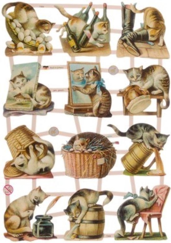 Poëzieplaatjes - 6 vellen - Poezen, Honden, Vissen, Vogels, Paarden, Konijnen.- Dieren Plaatjes - Leuk voor o.a. Poëziealbum, bulletjournal, scrapbooking en het maken van kaarten