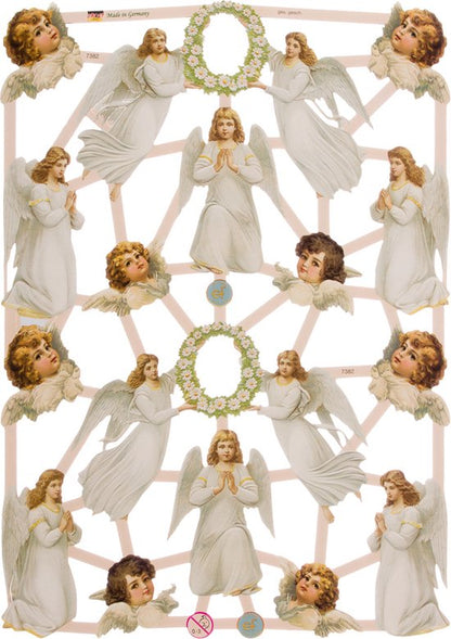 Poëzieplaatjes - 6 vellen - Engelen - Waaiers - Bloemen - Vlinders - Poëziealbum - hobby - creatief - bulletjournaal - vriendenboek - dagboek - decoupage - knutselen - scrapbook