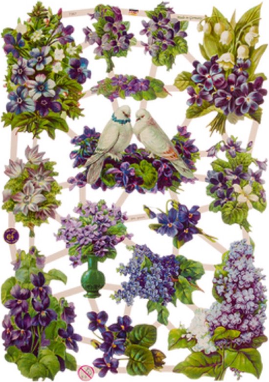 Poëzieplaatjes - Serie G - 6 vellen - plaatjes - hobby - creatief - decoupage - knutselen - scrapboek met Katten - Vlinders - Bloemen - Honden