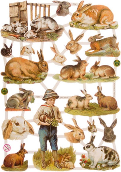 Poëzieplaatjes - 6 vellen - plaatjes - hobby - creatief - decoupage - knutselen - scrapboek - met Vlinders - Honden - Vogels - Konijnen - Boerderijdieren - Bosdieren