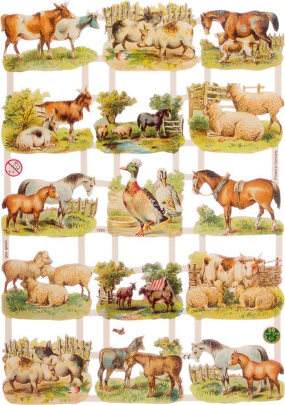 Poëzieplaatjes - Serie L - 6 vellen - plaatjes - hobby - creatief - decoupage - knutselen - scrapboek met katten - vlinders - boerderijdieren - uilen - bloemen - engelen