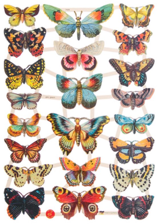 Poëzieplaatjes - 6 vellen - plaatjes - hobby - creatief - decoupage - knutselen - scrapboek - met VOGELS - BLOEMEN - VLINDERS - KONIJNEN