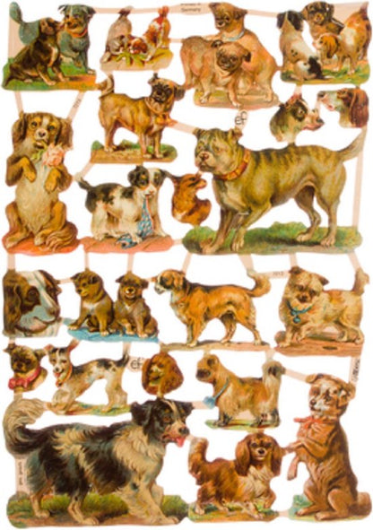 Poëzieplaatjes - 6 vellen - plaatjes - hobby - creatief - decoupage - knutselen - scrapboek met katten - boerderijdieren - bloemen - vogels - honden - duiven