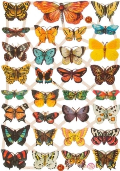 Poëzieplaatjes - 6 vellen - Vlinders, Bloemen en Vogels. - 2 - Leuk voor o.a. Poëziealbum, bulletjournal, scrapbooking en het maken van kaarten