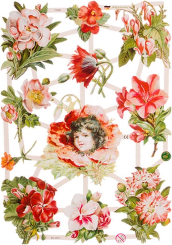 Poëzieplaatjes - Serie 1E - 6 vellen - plaatjes - hobby - creatief - decoupage - knutselen - scrapboek met Bloemen - Konijnen - Boerderij- Vogels