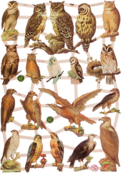 Poëzieplaatjes - Serie L - 6 vellen - plaatjes - hobby - creatief - decoupage - knutselen - scrapboek met katten - vlinders - boerderijdieren - uilen - bloemen - engelen