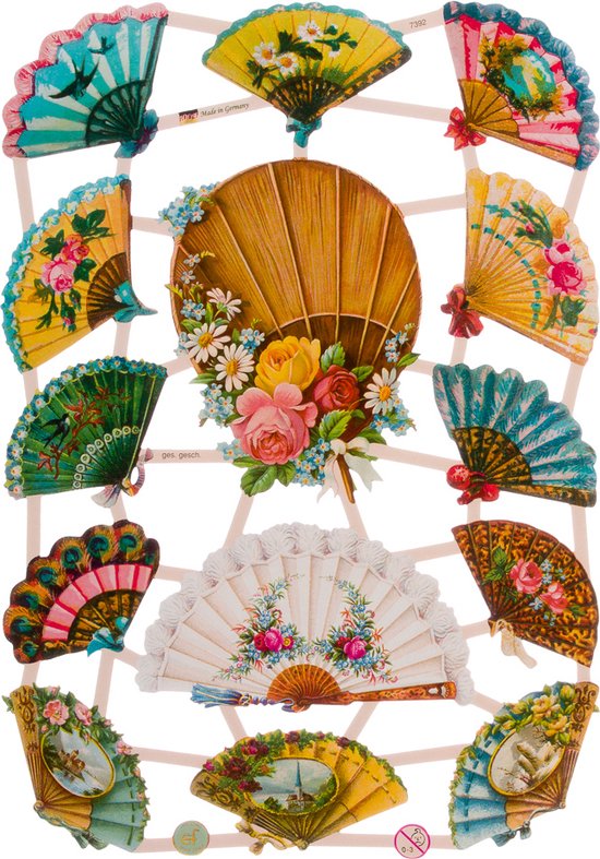 Poëzieplaatjes - Serie 1C - 6 vellen - plaatjes - hobby - creatief - decoupage - knutselen - scrapboek met Engelen - Bloemen - Waaiers