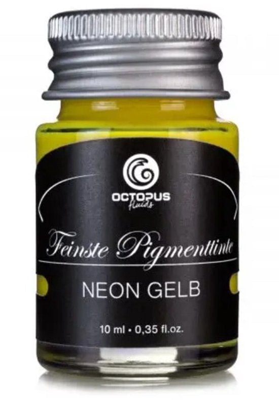 Octopus Write and Draw Ink - Neon Highlighter Inkt Set, 6 x 10 ml fluorescerende markeerstiftinkt - Kalligrafie inkt, lichtechte tekeninkt voor vulpen, glaspen, penseel, 6 x 10 ml