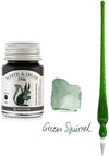Glazen dip pen set in doosje - Groen - Potje Octopus inkt green squirrel