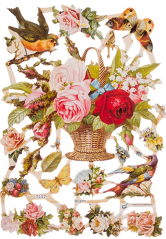 Poëzieplaatjes - Serie G - 6 vellen - plaatjes - hobby - creatief - decoupage - knutselen - scrapboek met Katten - Vlinders - Bloemen - Honden