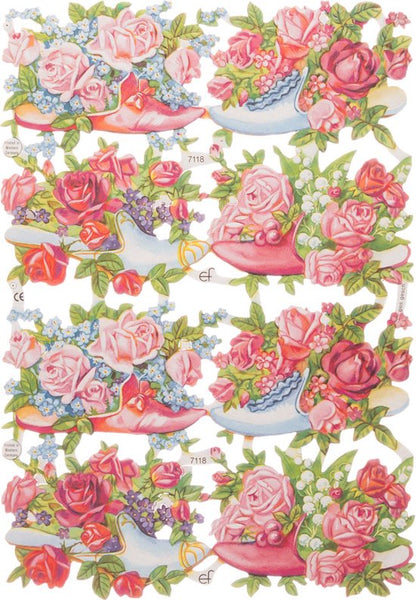 Poëzieplaatjes - Serie L - 6 vellen - plaatjes - hobby - creatief - decoupage - knutselen - scrapboek met katten - vlinders - boerderijdieren - uilen - bloemen - engelen