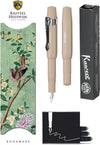 Kaweco - Vulpenset - 4delig - Vulpen Sport Skyline Macchiato Fountain Pen - Extra Fine - Nostalgic Octagonal Clip Chrome - Doosje zwarte vullingen - Bekking & Blitz Boekenlegger - nr30