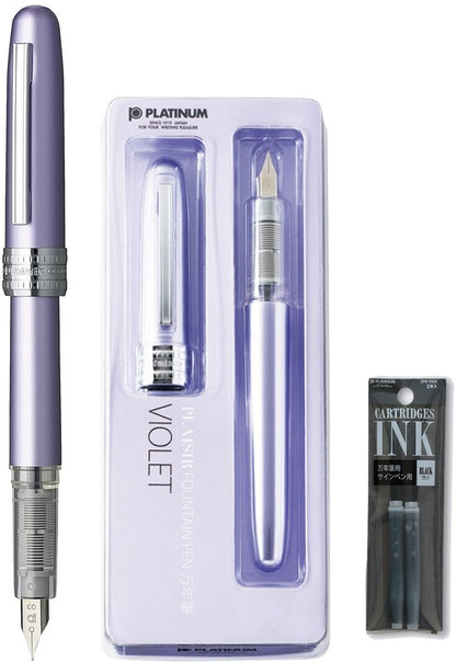 Platinum Japan - Plaisir Fountain Pen - FIJN - Vulpen - Lila - penpunt: fijn 03 - Met extra navullingen Zwart