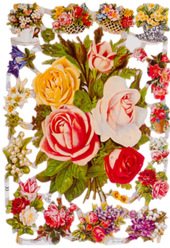 Poëzieplaatjes - Serie 1R - 6 vellen - plaatjes - hobby - creatief - decoupage - knutselen - scrapboek - met ENGELEN - BLOEMEN - VOGELS -UILEN