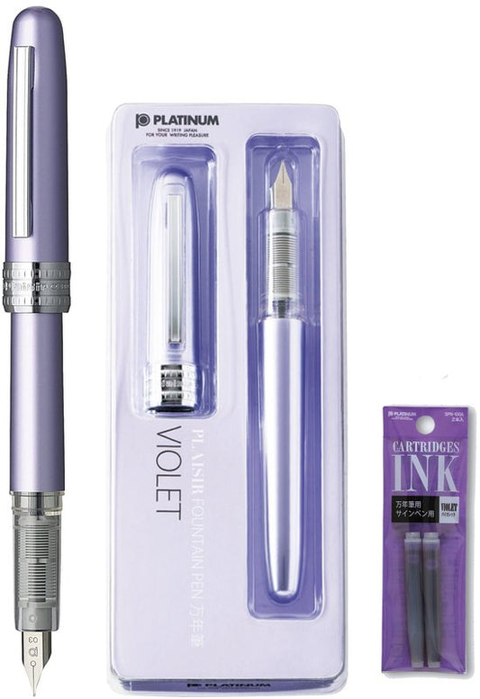 Platinum Japan - Plaisir Fountain Pen - FIJN - Vulpen - Lila - penpunt: fijn 03 - Met extra navullingen Paars