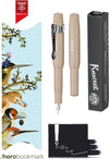 Kaweco - Vulpenset - 4delig - Vulpen Sport Skyline Macchiato Fountain Pen - Fine - Nostalgic Octagonal Clip Chrome - Doosje zwarte vullingen - Bekking & Blitz Boekenlegger -nr28