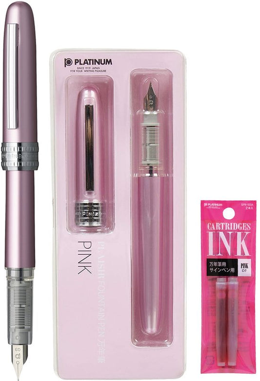 Platinum Japan - Plaisir Fountain Pen - FIJN - Vulpen - Roze - penpunt: fijn 03 - Met extra navullingen Roze