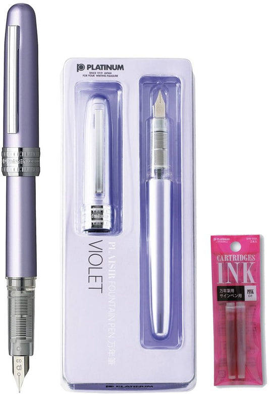 Platinum Japan - Plaisir Fountain Pen - FIJN - Vulpen - Lila - penpunt: fijn 03 - Met extra navullingen Roze