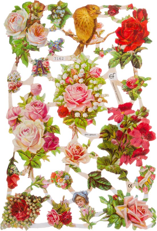 Poëzieplaatjes - Serie 1C - 6 vellen - plaatjes - hobby - creatief - decoupage - knutselen - scrapboek met Engelen - Bloemen - Waaiers