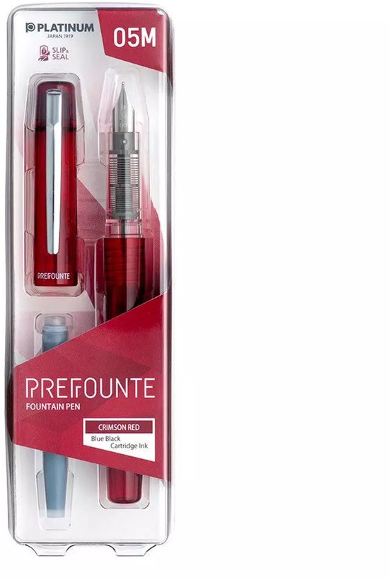 Platinum - Preppy - Prefounte Vulpen - Fine - Crimson Red - Met Groene vullingen
